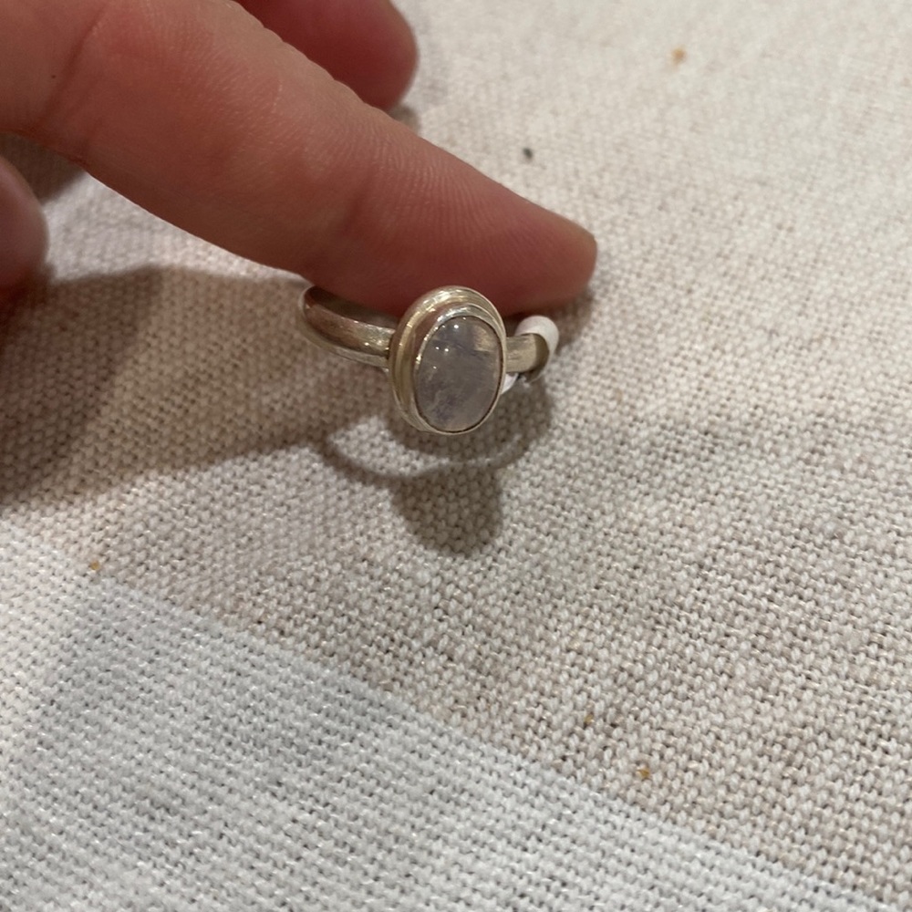 Authentic gem stone!! Rainbow moonstone Sterling silver ring.
